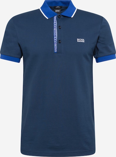 BOSS ATHLEISURE T-Krekls 'Paule', krāsa - zils / tumši zils / balts, Preces skats