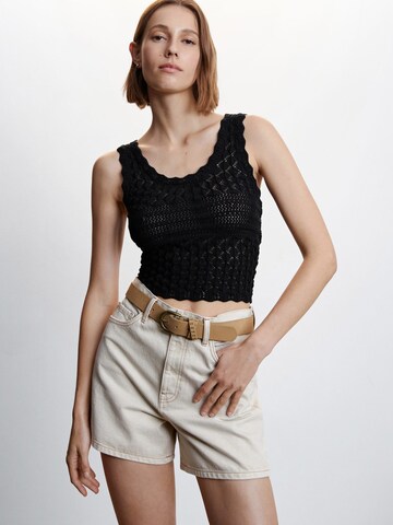 MANGO Knitted Top 'RUSTIN' in Black: front