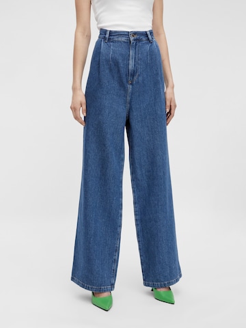 ONLY Wide Leg Jeans med lægfolder 'Una' i blå: forside