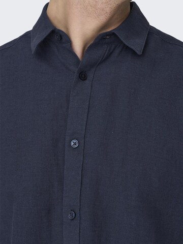 Only & Sons Slim fit Button Up Shirt 'CAIDEN' in Blue