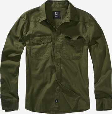 Brandit Regular fit Button Up Shirt in Green: front