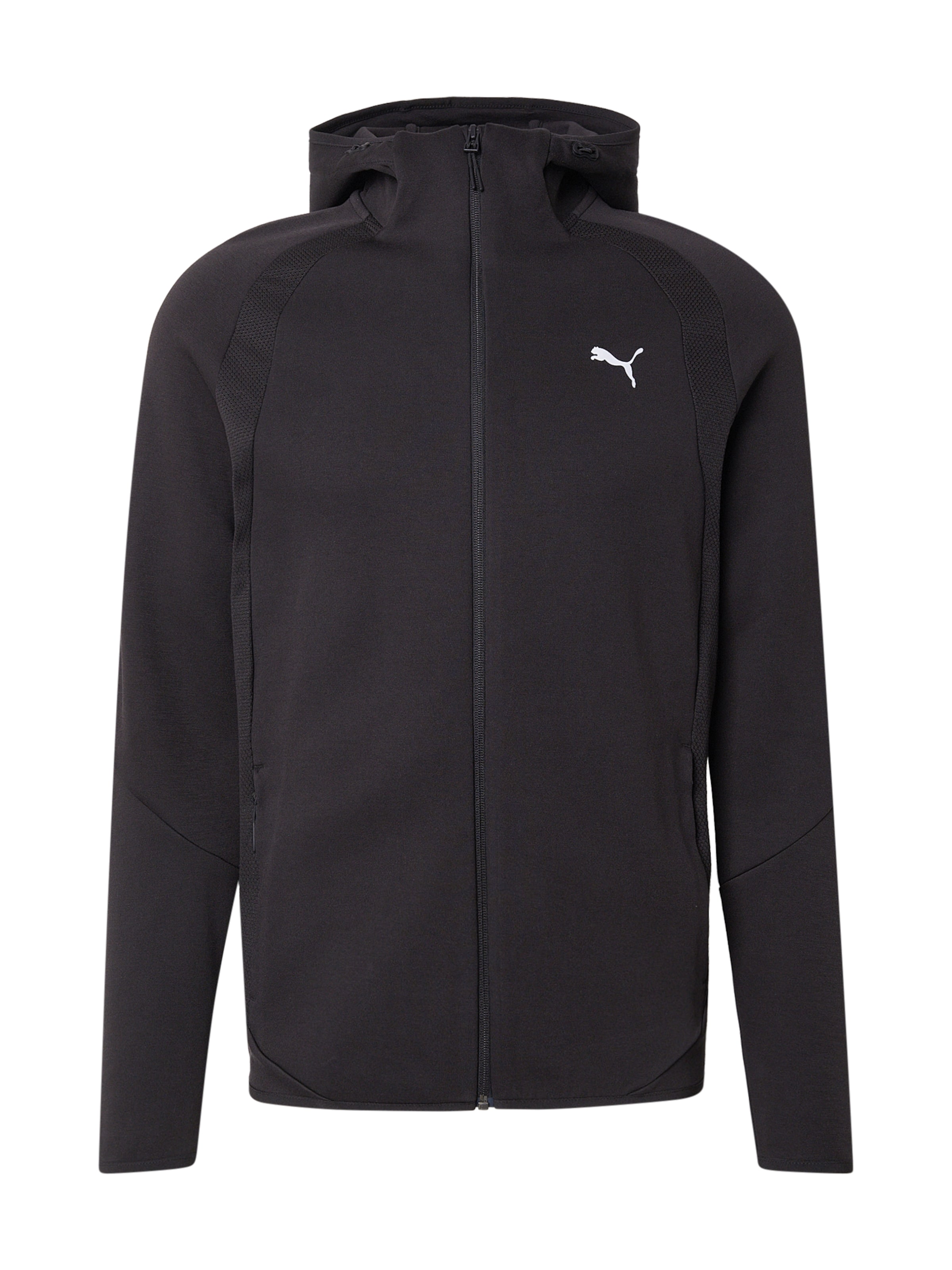 Bluză cu fermoar sport 'Evostripe' de la PUMA pe negru: față