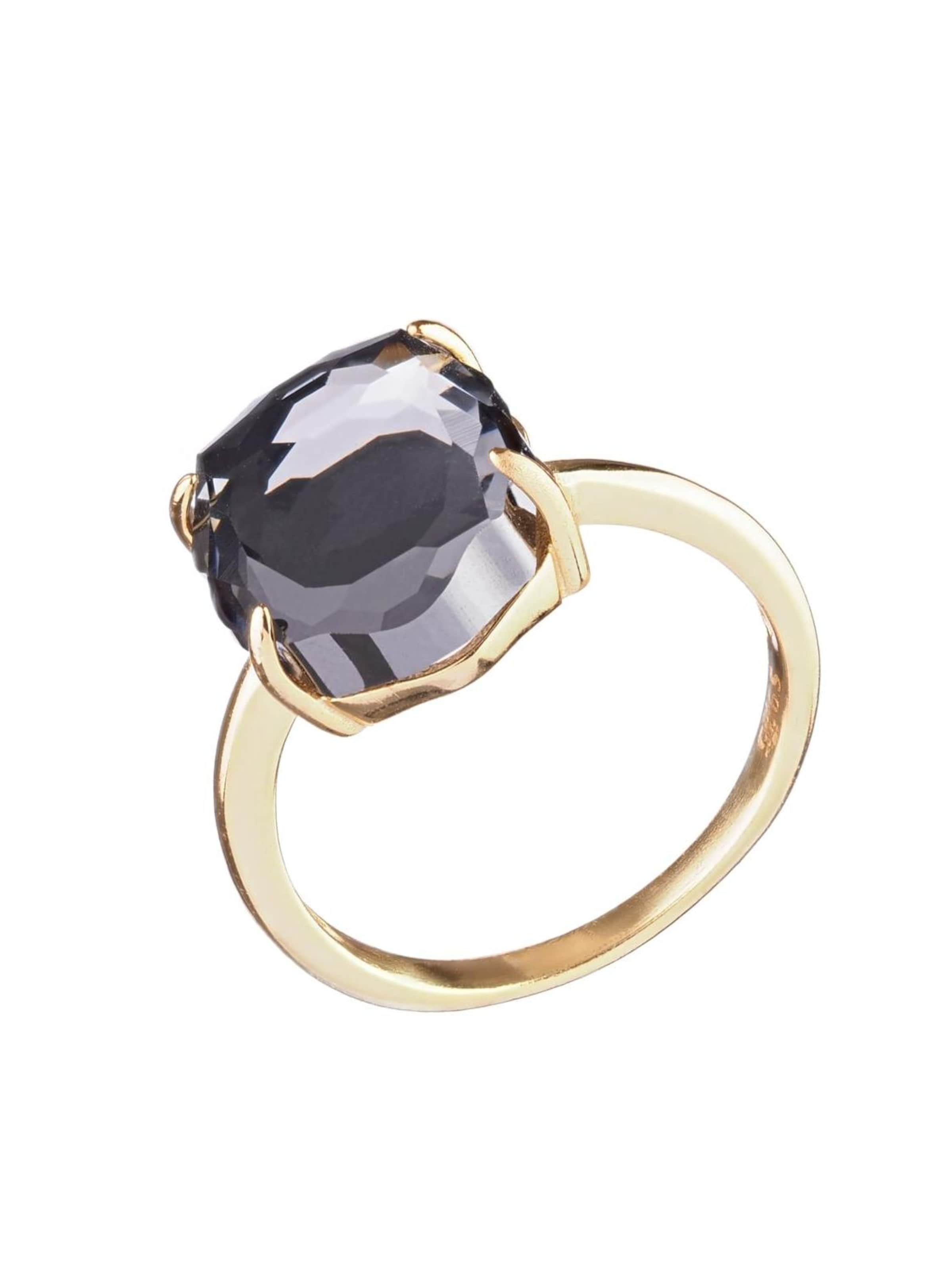 THE GEM STORIES JEWELRY - Anillo 'Crystal Silver Night Baroque Ring – Gold Plated' en plata: frente