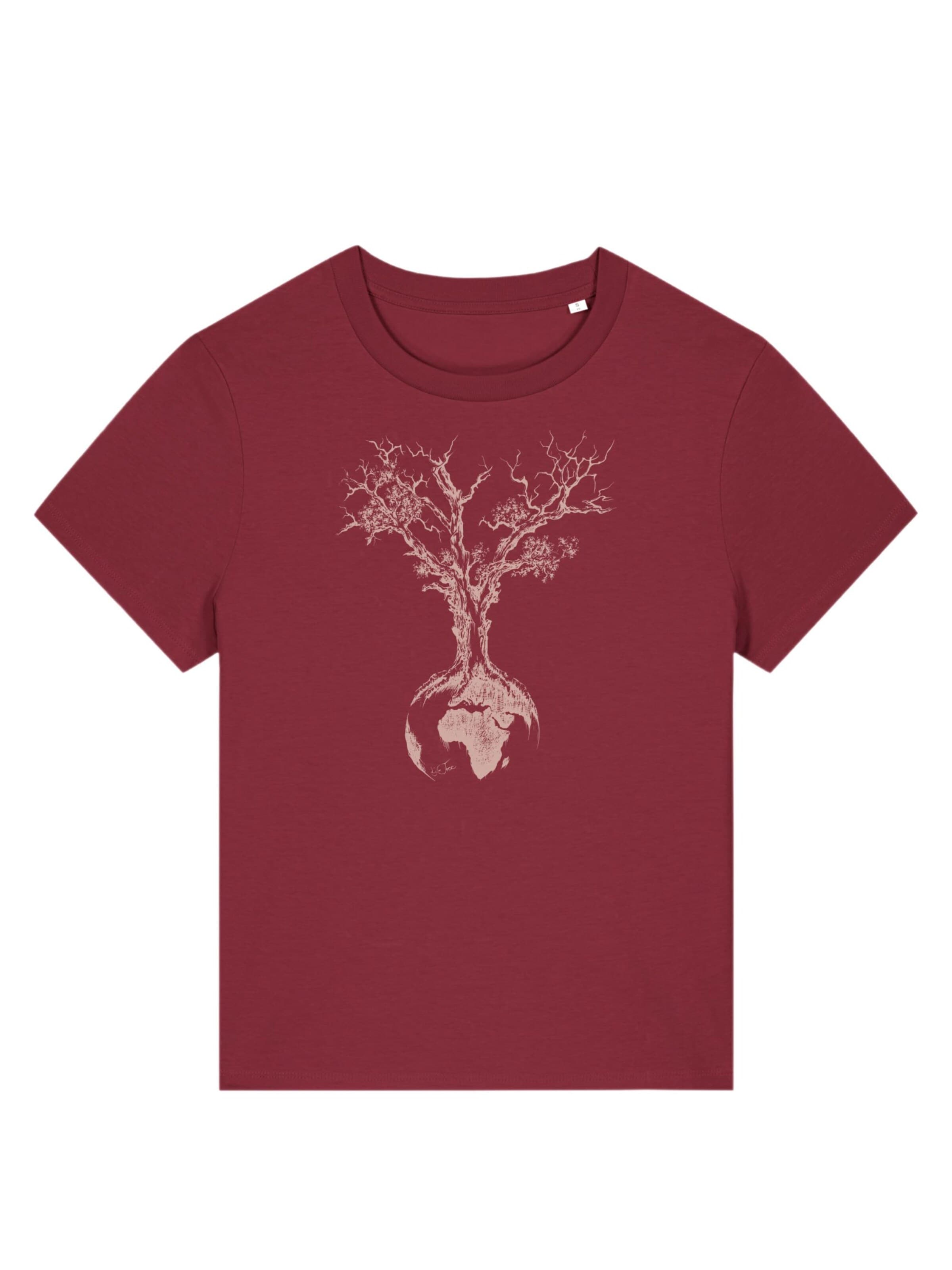 Life-Tree Shirt 'Organic Fairwear Weltenbaum'‌ in Rot: Vorderseite