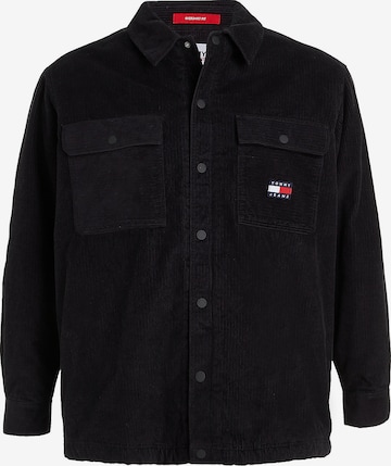 Tommy Jeans Plus Regular fit Button Up Shirt 'Sherpa' in Black: front