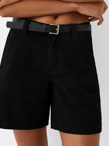 Bershka Regular Trousers in Black