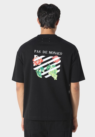 Maglietta 'Floral Line' di Pas De Monaco in nero: frontale