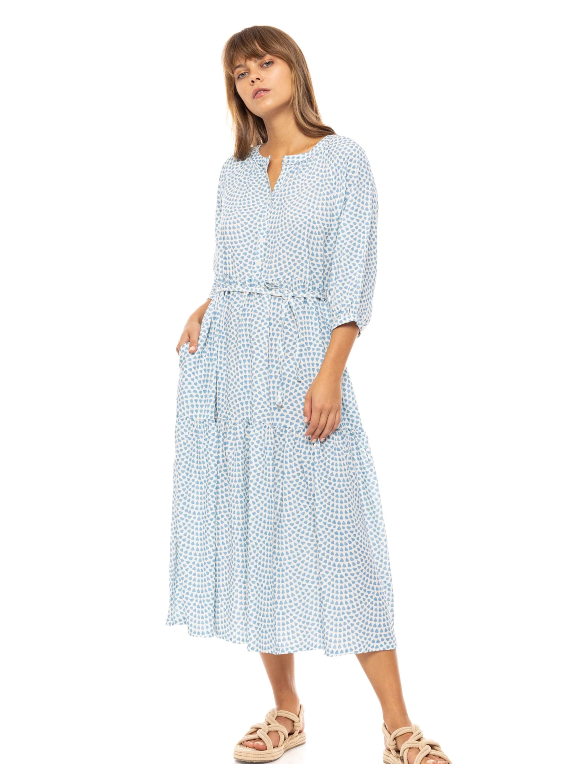 Pink LabelLjetna haljina 'BEACHWEAR LONG VISTA BLUE & CREAM' - plava boja