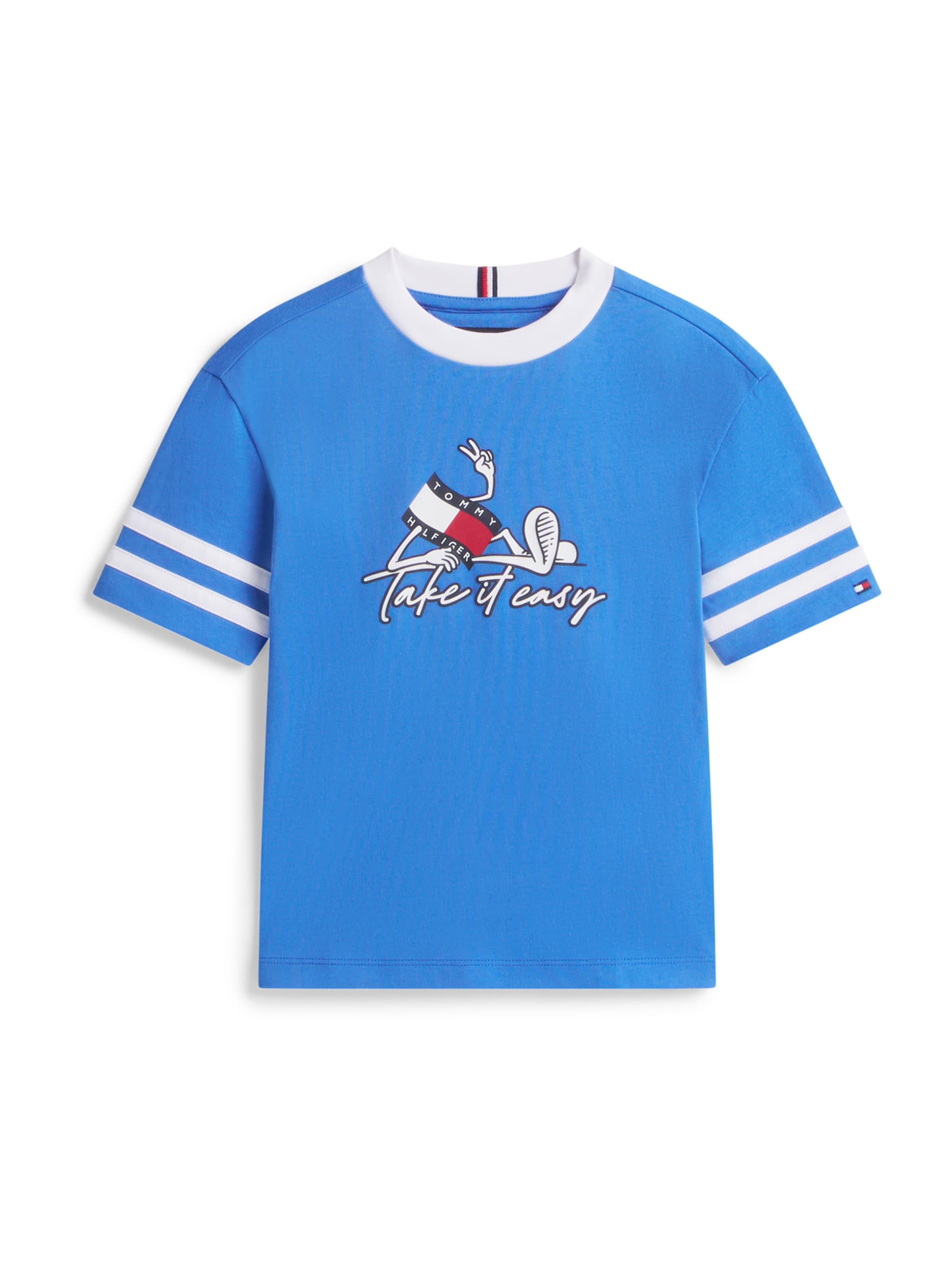 T-Shirt 'TAKE IT EASY' TOMMY HILFIGER en bleu : devant