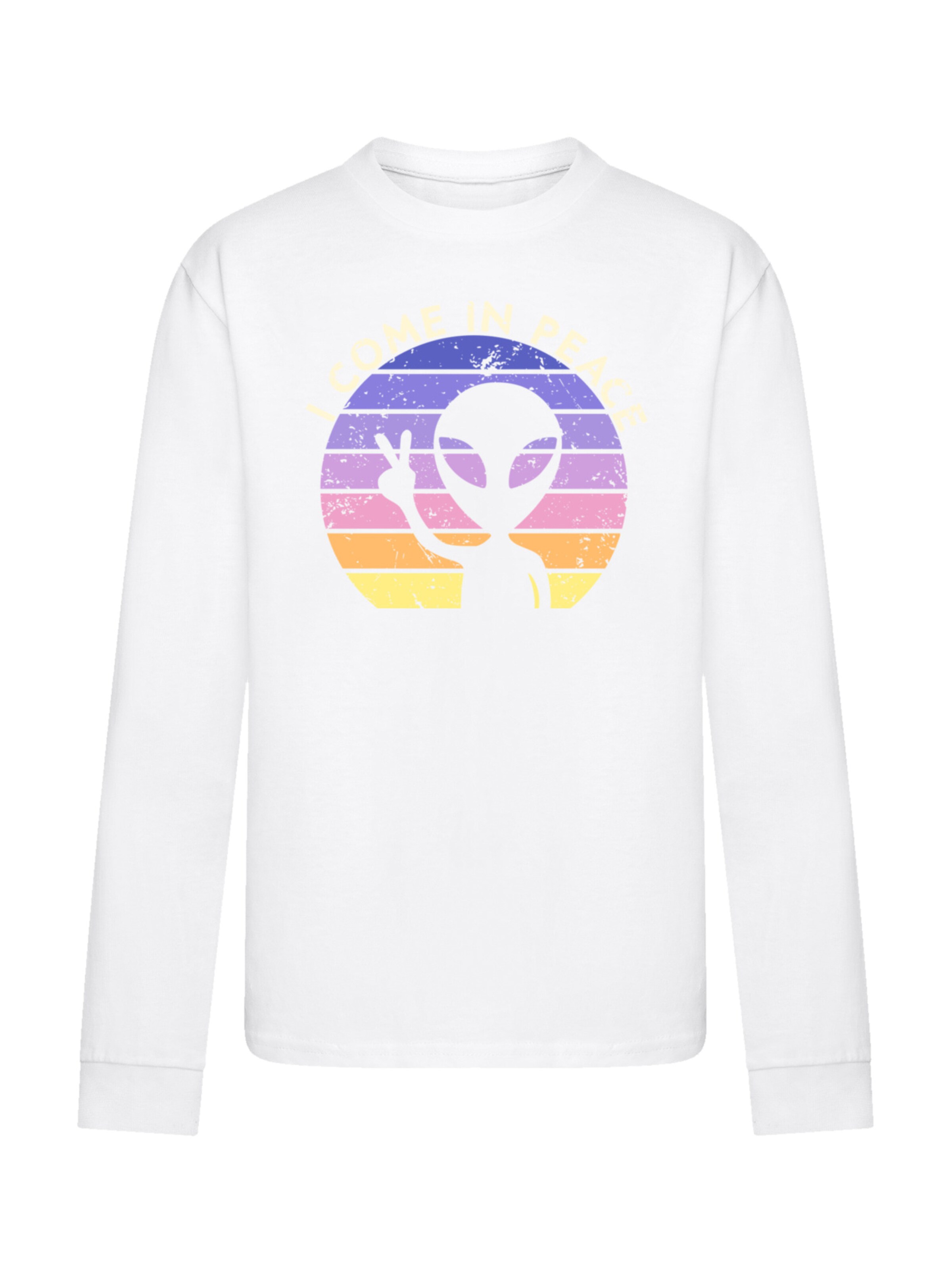 T-Shirt 'Alien Peace Sunset' F4NT4STIC en blanc : devant