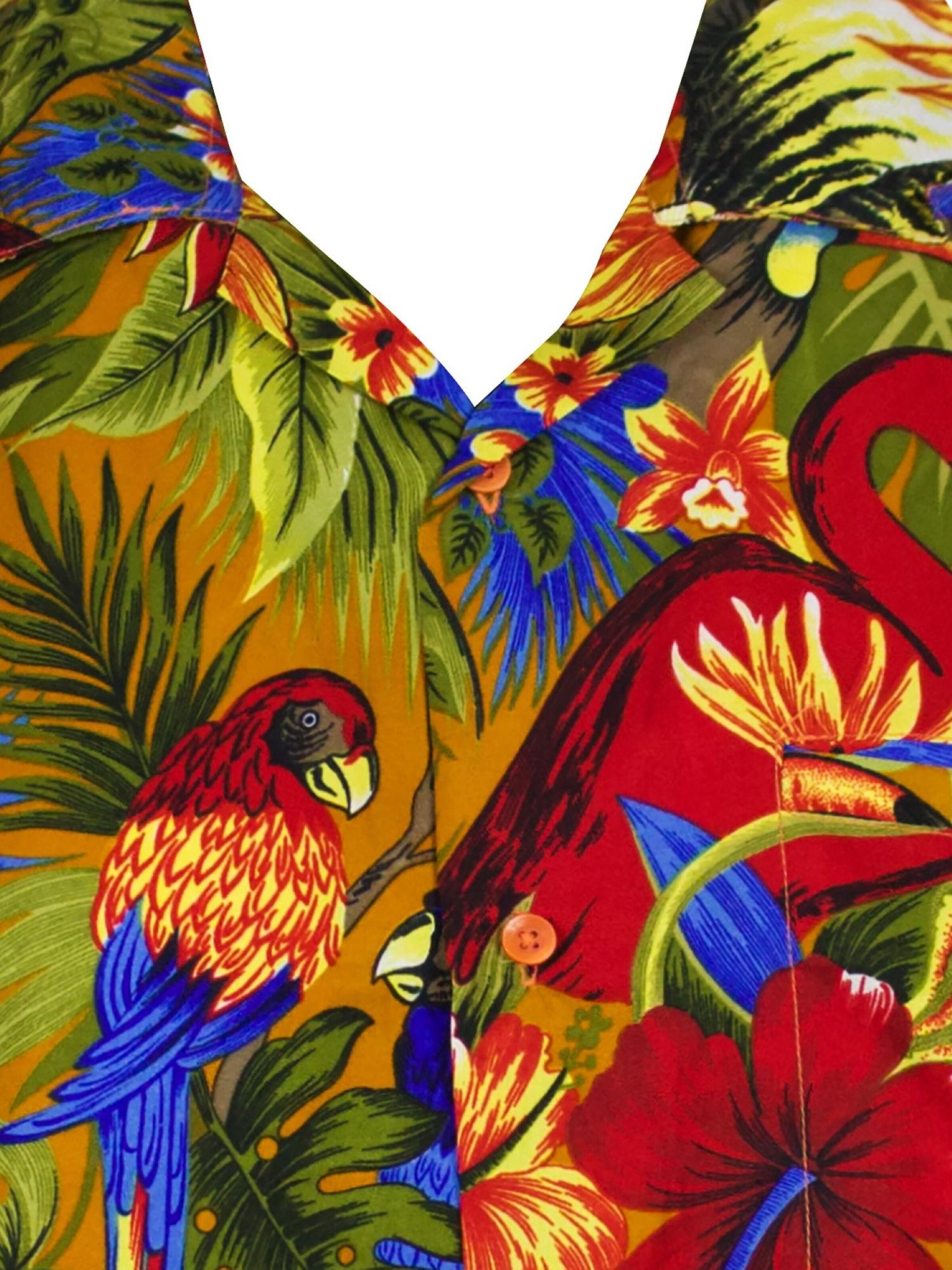 King Kameha Shirt 'Jungle' in Yellow