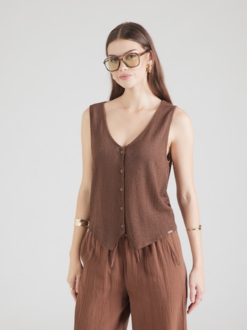 QS Knitted vest in Brown: front