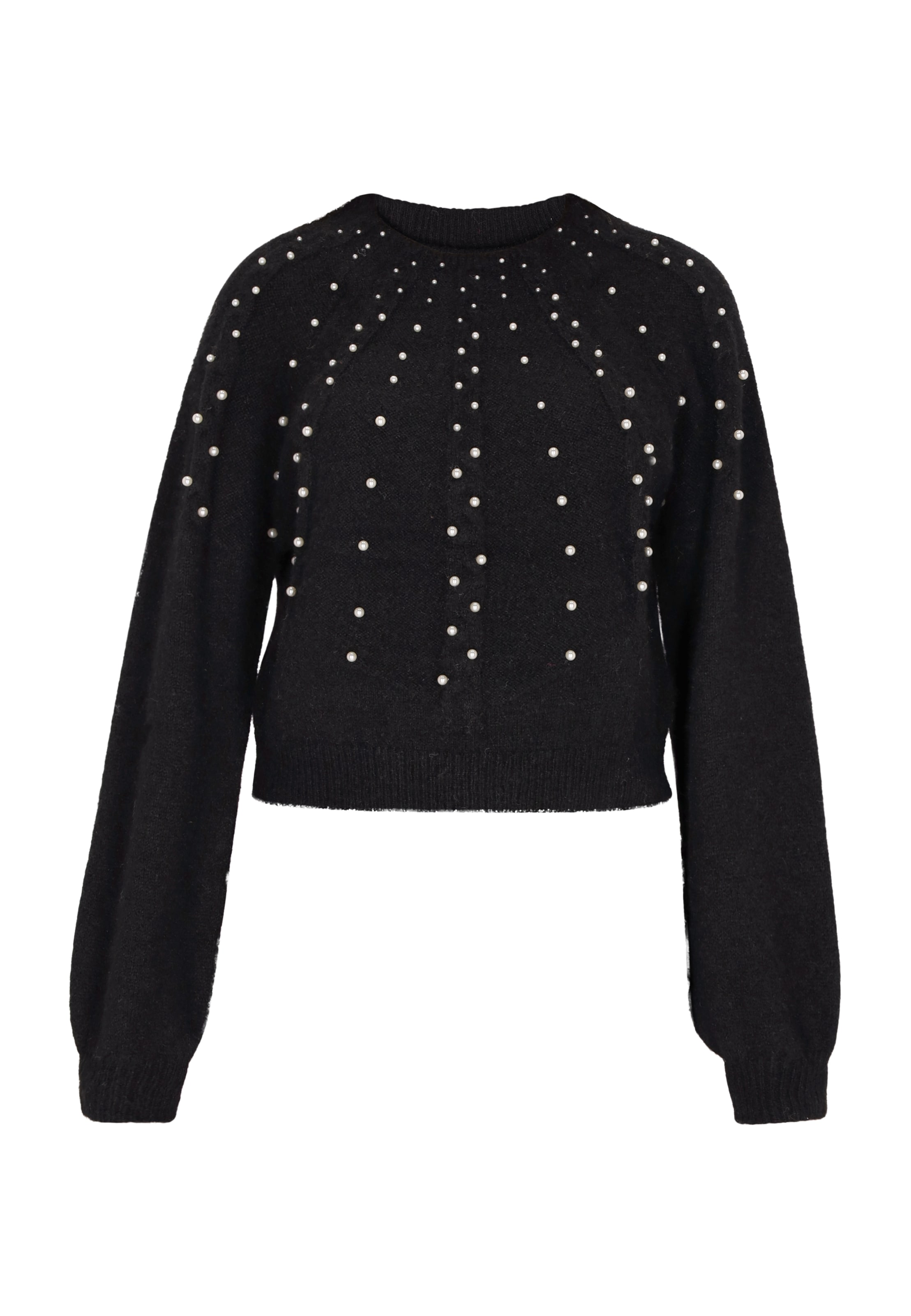 Pulover de la faina pe negru: față