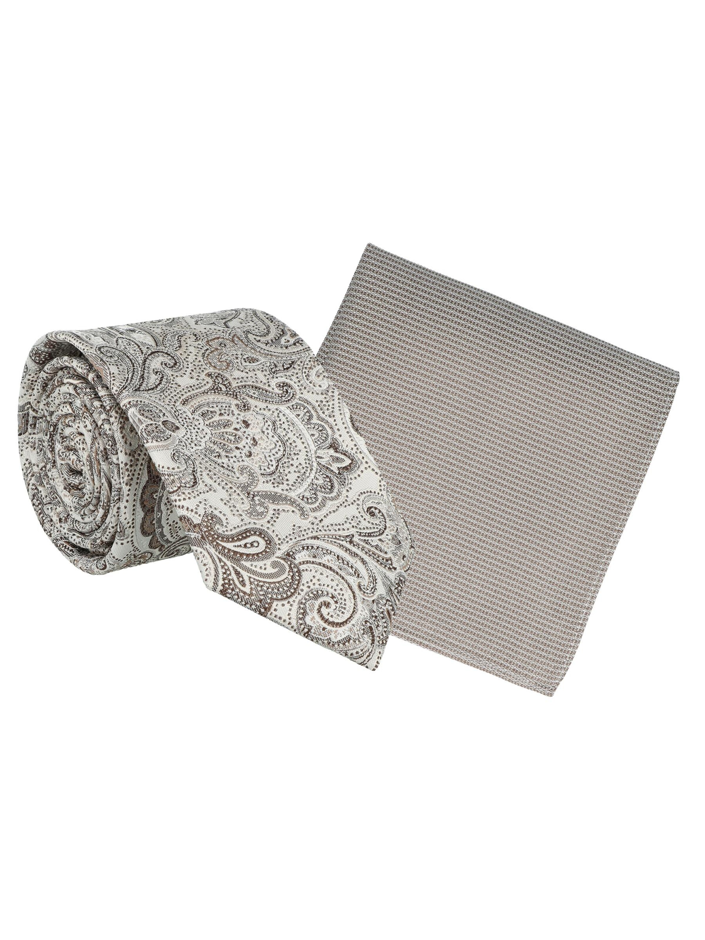 WILLEN Tie 'Paisley / Uni' in Beige: front