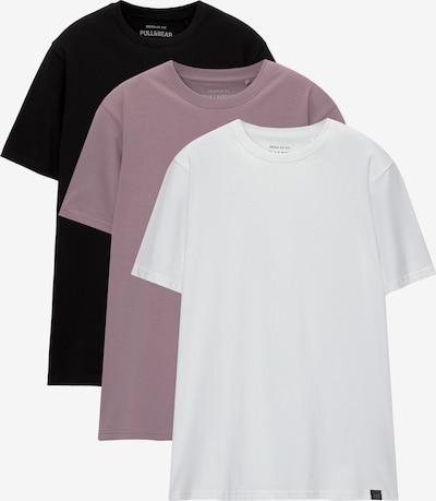 Pull&Bear T-Shirt in lila / schwarz / weiß, Produktansicht