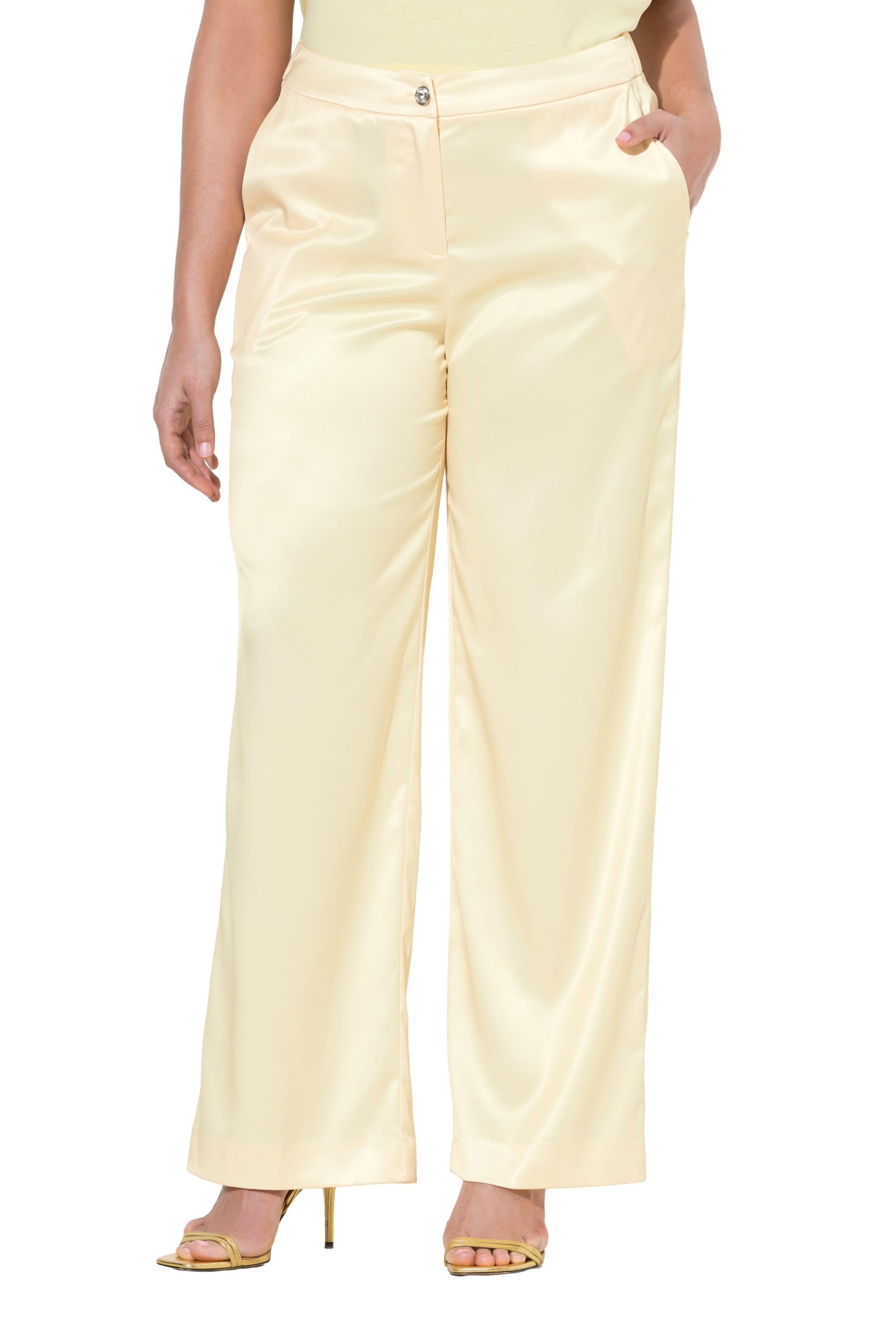 Ulla Popken Regular Broek in Geel: voorkant