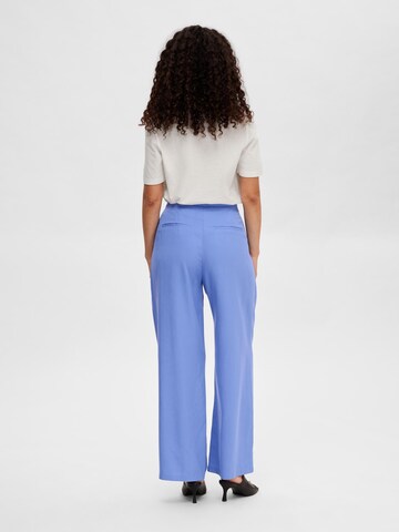 SELECTED Loosefit Bandplooibroek 'Porta' in Blauw