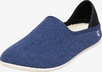 Gottstein Slippers 'Linen Slip-On' in Blue: front