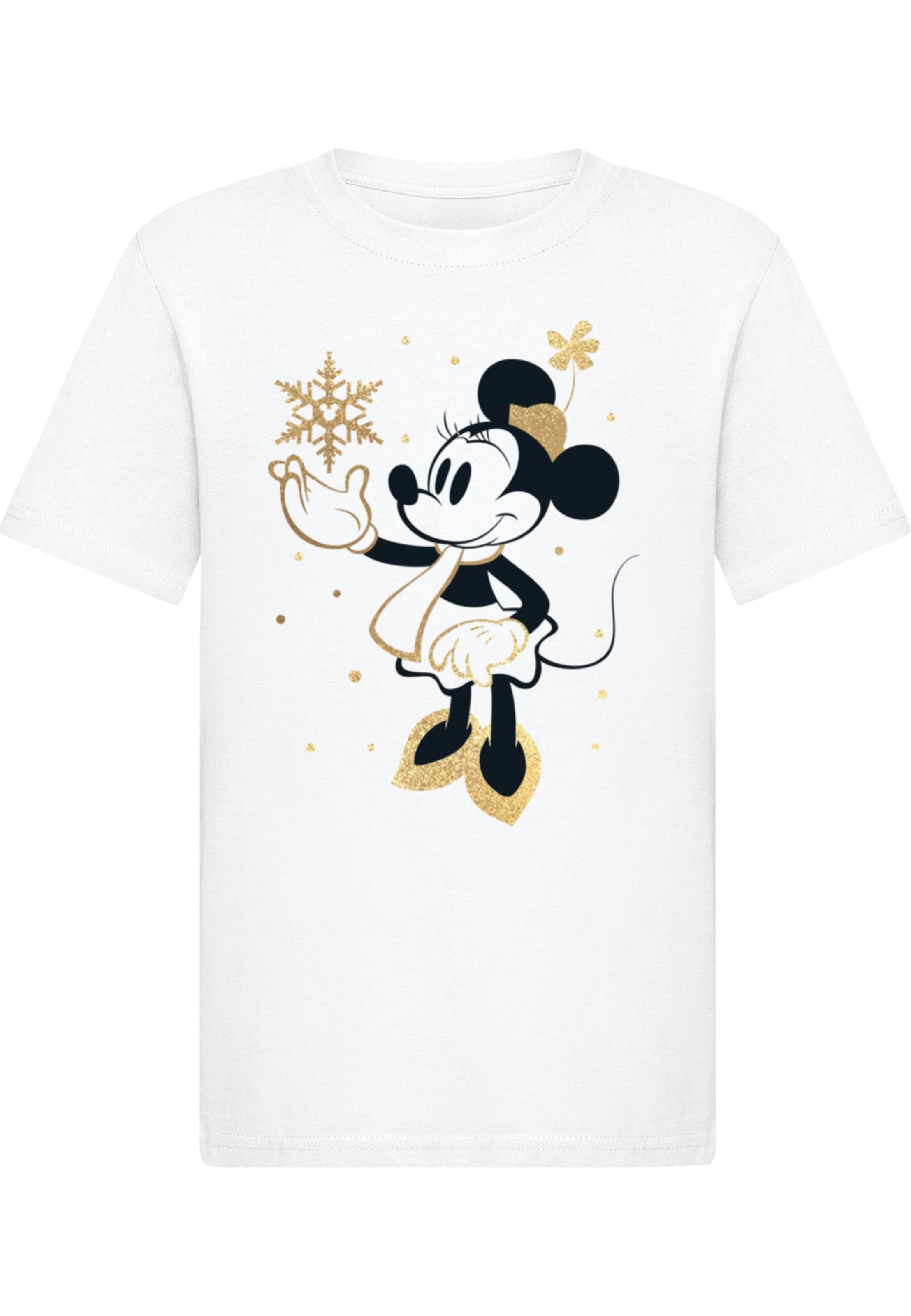 T-Shirt 'Minnie Mouse - Xmas Golden Snow Fall' ABSOLUTE CULT en blanc : devant