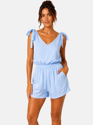 REGINA FASHION Kombinezon 'Tie-Shoulder V-Neck Playsuit (Soft Sheen)' | modra barva