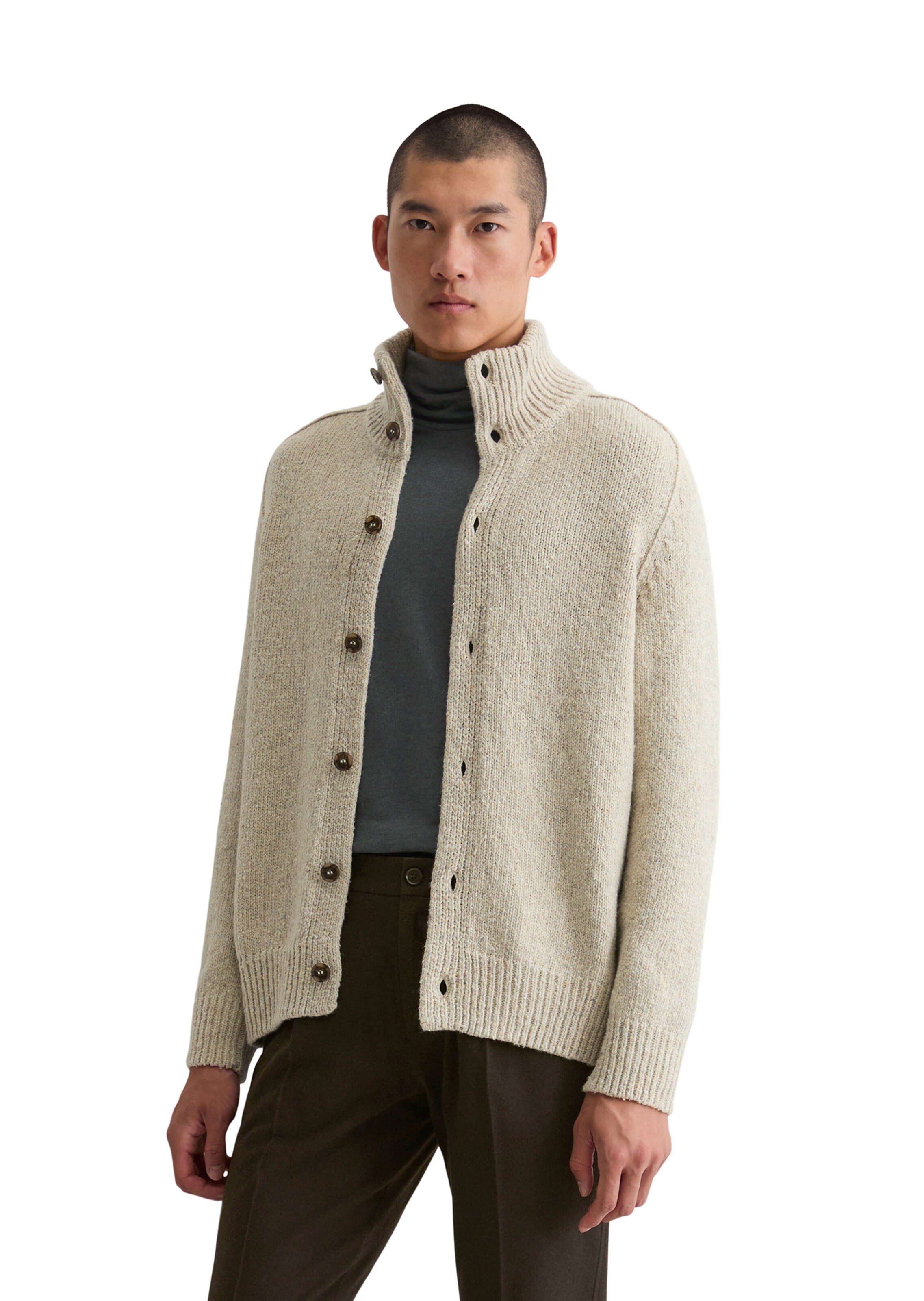 Marc O'Polo Gebreid vest in Beige: voorkant