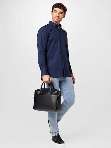 OLYMP Slim fit Zakelijk overhemd 'No. 6 Six' in Blauw