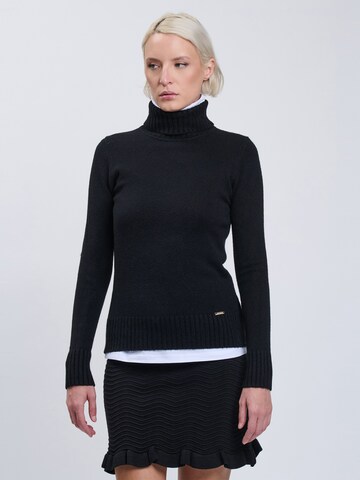Influencer Pullover in Schwarz: Vorderseite