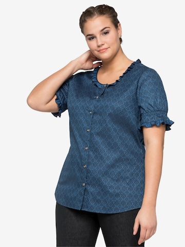 SHEEGO Traditional Blouse in Blue: front