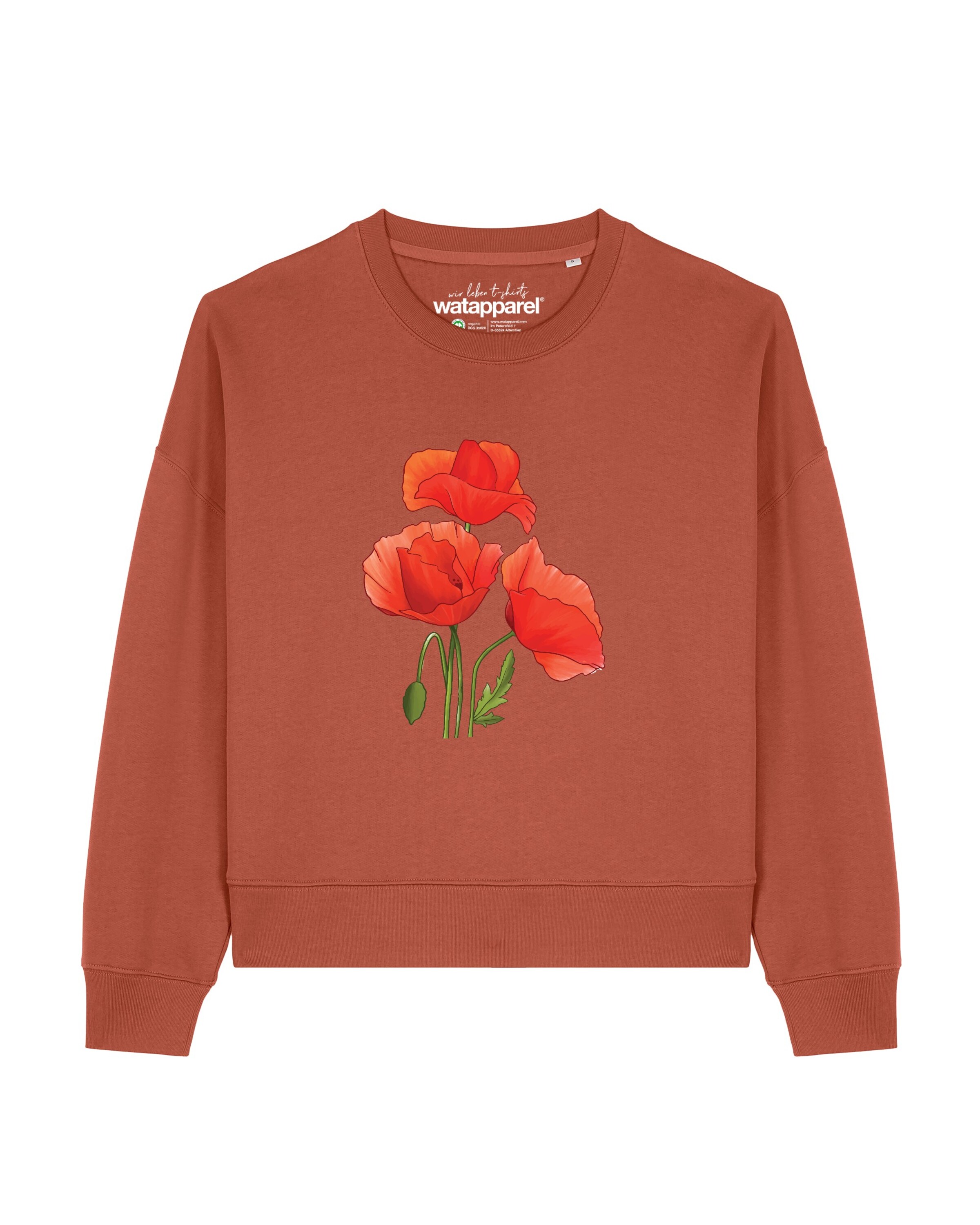 Sweat-shirt 'Poppy Flowers' Watapparel en marron : devant