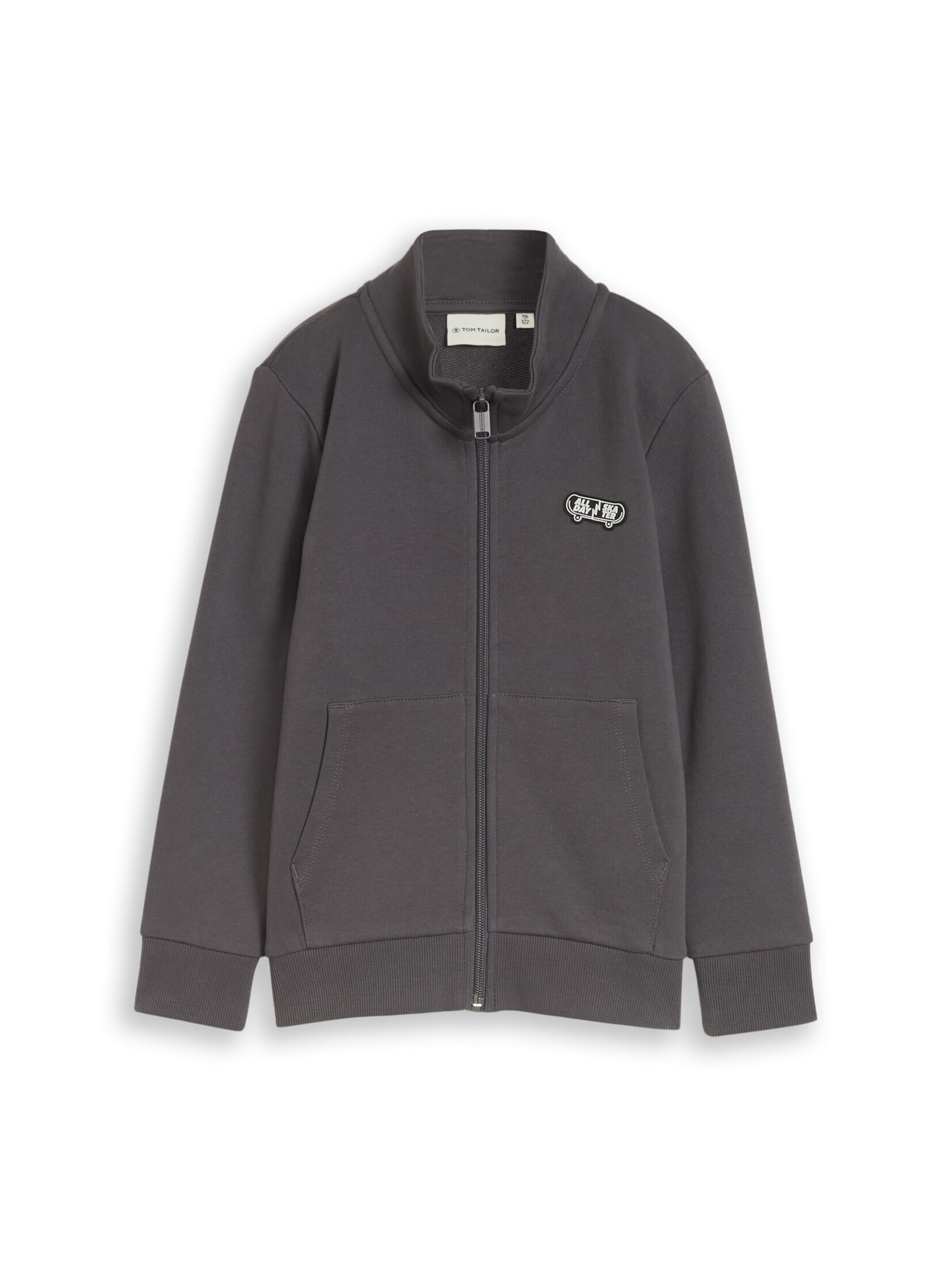 TOM TAILOR Zip-Up Hoodie in Grey: front