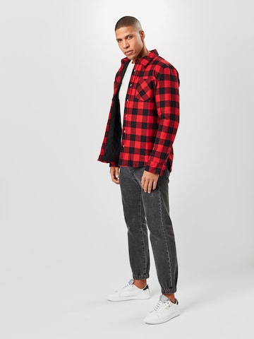Urban Classics Slim fit Button Up Shirt in Red