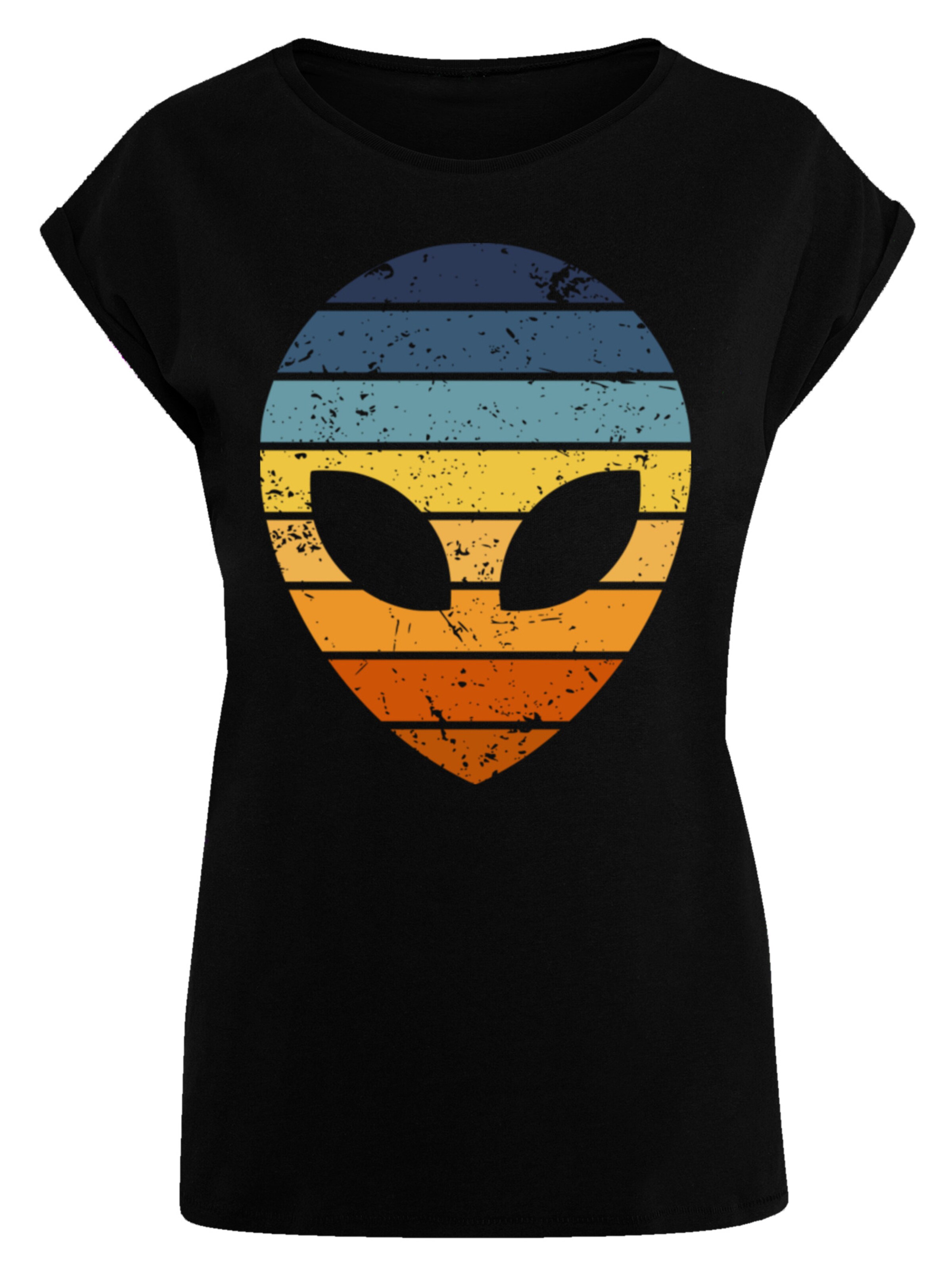 F4NT4STIC Shirt 'Alien Sonnenuntergang Retro' in Zwart: voorkant
