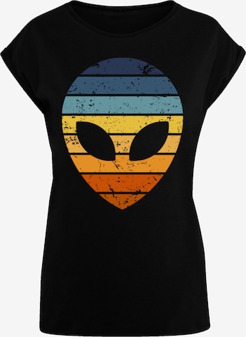 F4NT4STIC Shirt 'Alien Sonnenuntergang Retro' in Zwart: voorkant
