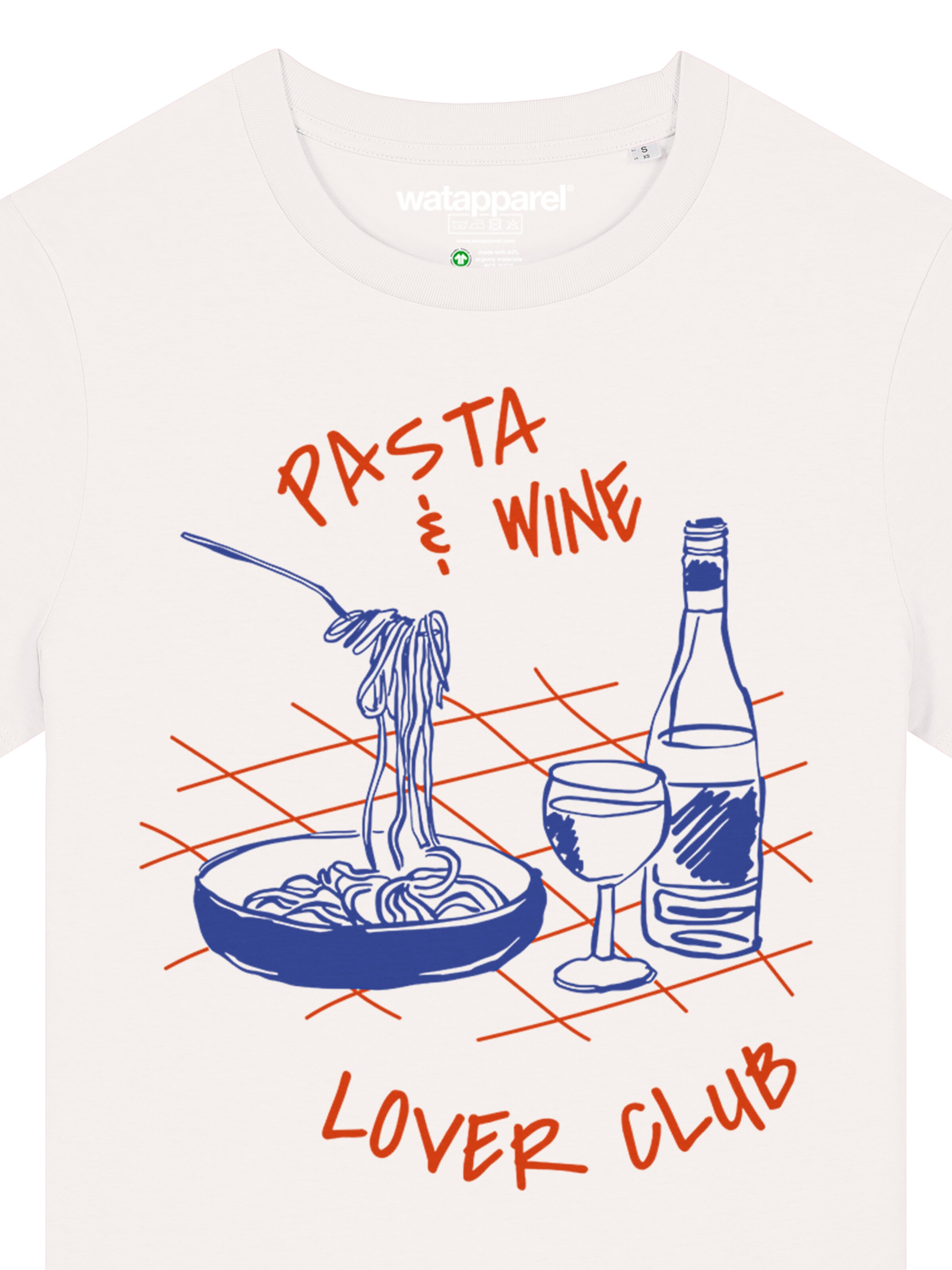 Watapparel Shirt 'Pasta lover club' in White