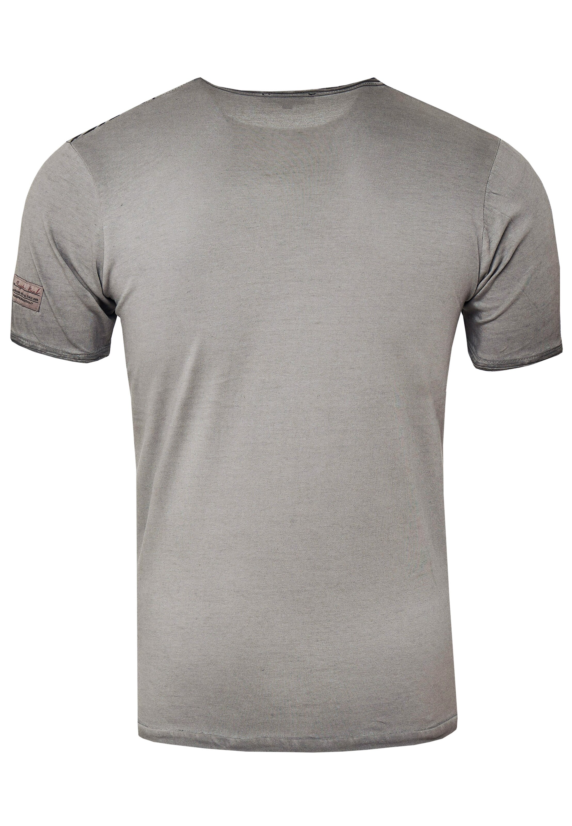 Rusty Neal T-Shirt mit modernem Front & Back Print 'American Eagle' in Grau