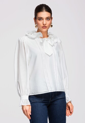 Ombre Blouse in White: front