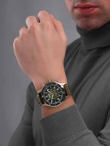 SWISS MILITARY HANOWA Analoog horloge 'Greyhound Chrono' in Groen: voorkant