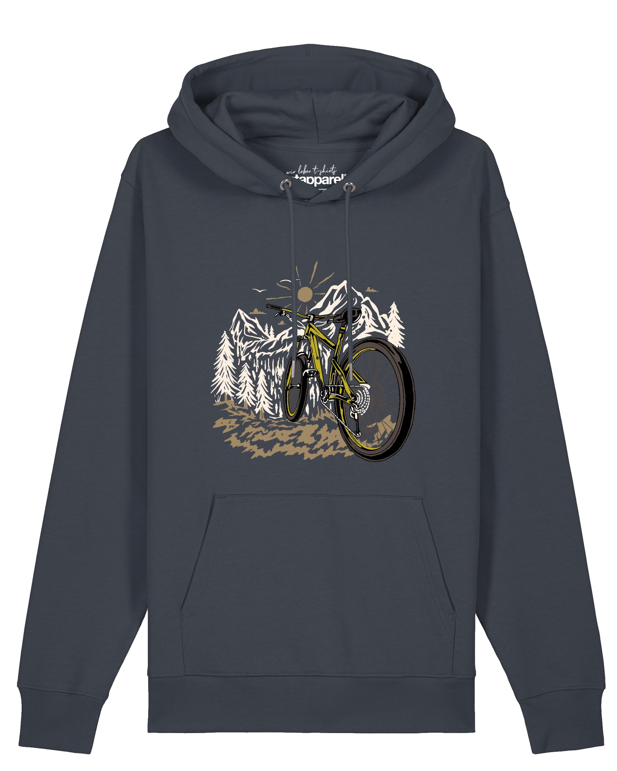 Watapparel Sweatshirt 'Mountainbike und Berge' in Grijs: voorkant