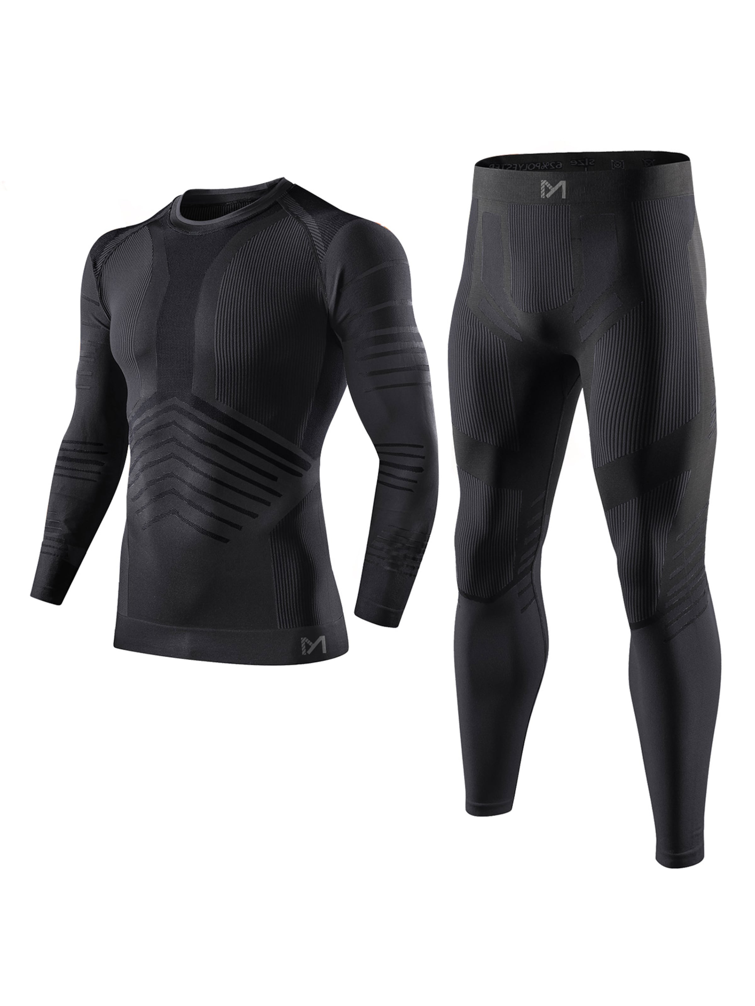 MEETWEE Base Layer 'Seamless Thermal Underwear' in Black: front