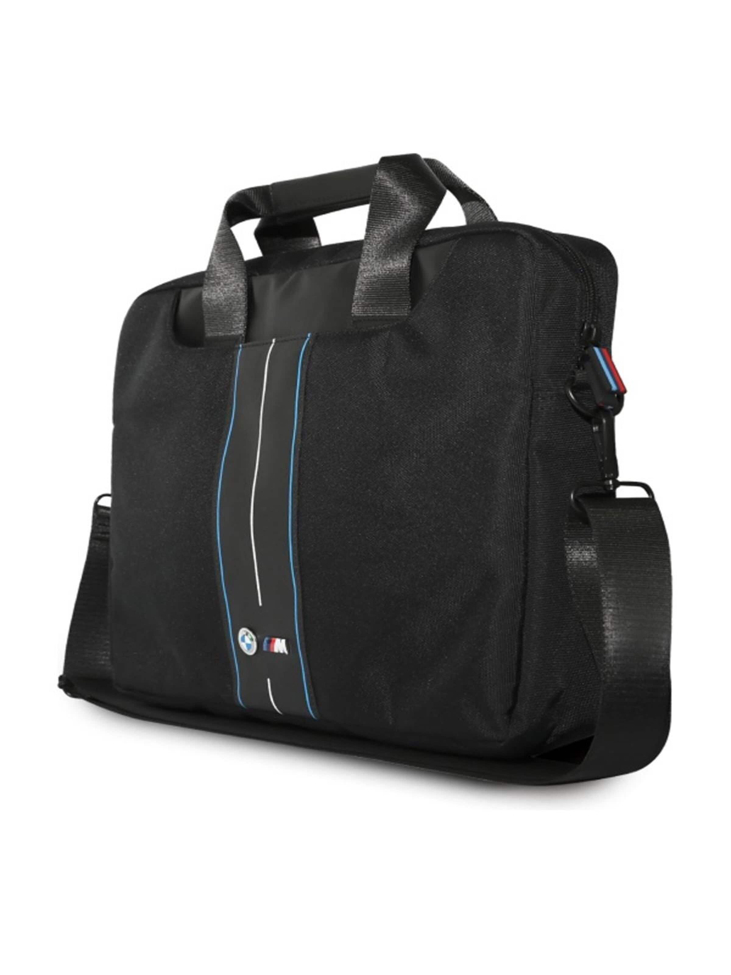 BMW Laptop bag 'BMW Bag 16" black Nylon Blue Stripe' in Black