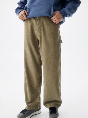 Pull&Bear Wide leg Trousers in Beige: front