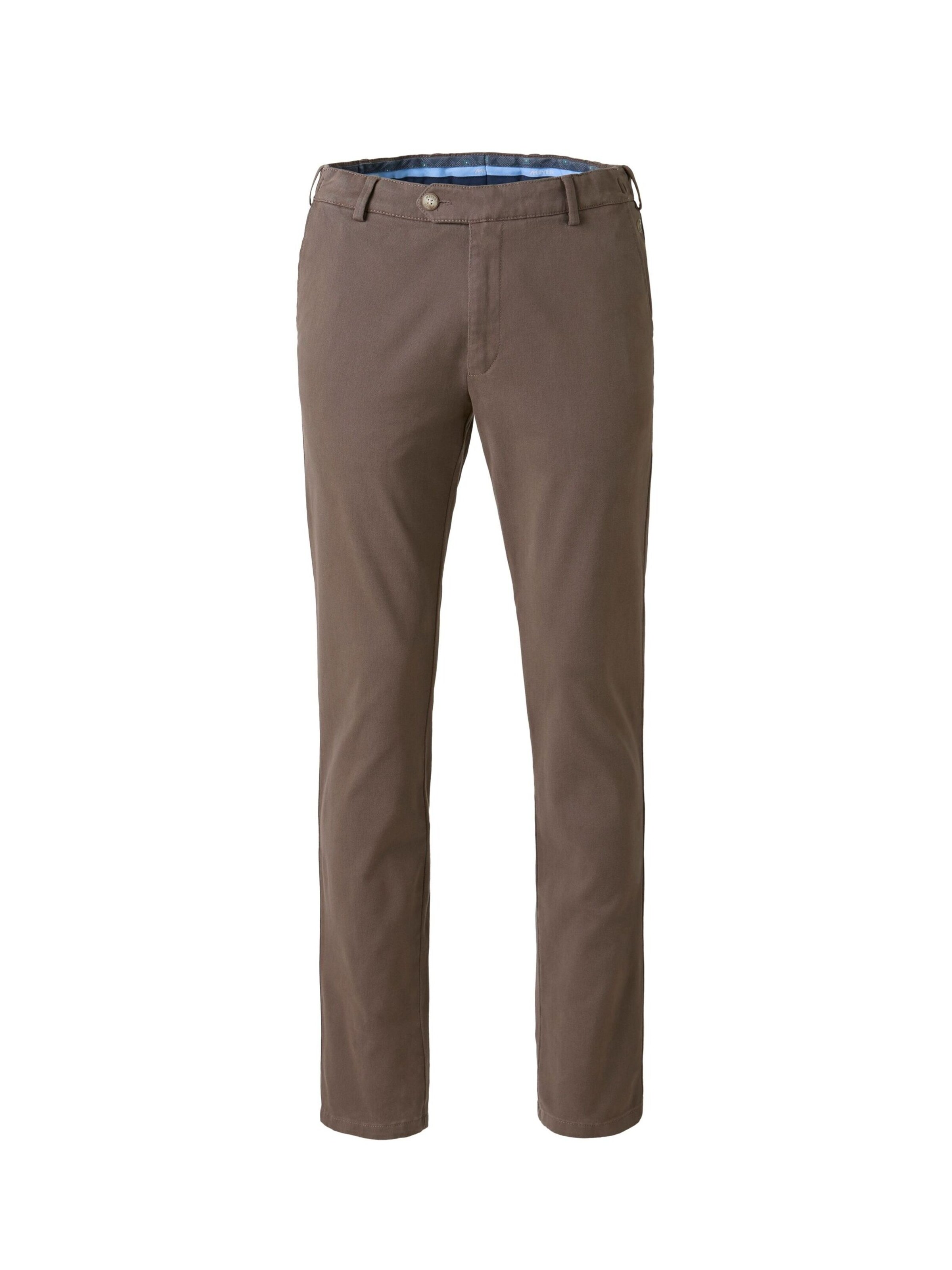 MEYER Regular Chino in Bruin: voorkant