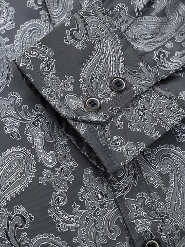 YOUTHUP Comfort fit Button Up Shirt 'Stick' in Grey