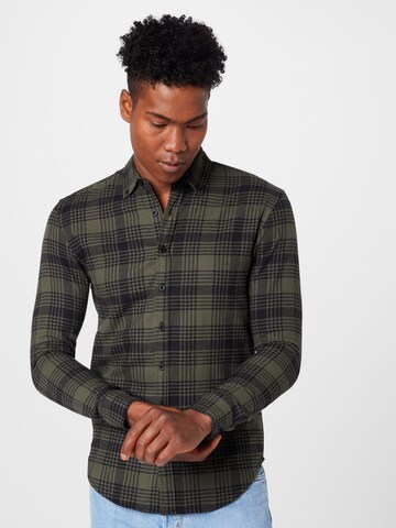 Denim Project Regular fit Button Up Shirt in Green: front