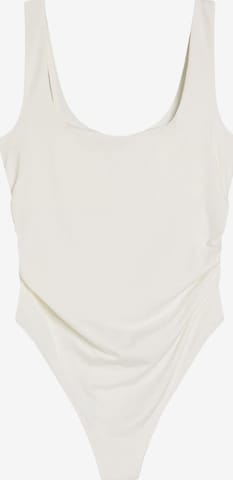 BershkaBodi majica - bijela boja: prednji dio