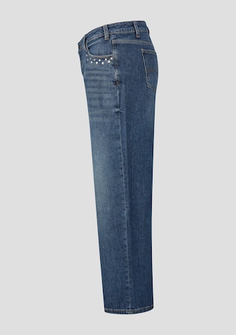 QS Wide leg Jeans in Blauw: zijkant
