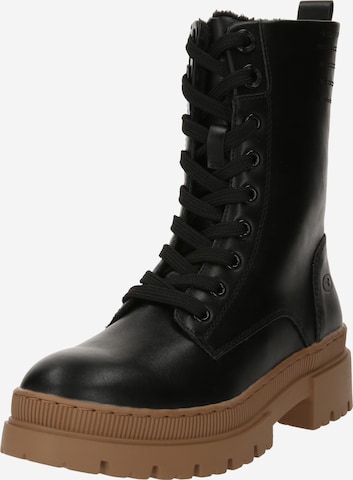 TOM TAILOR Lace-Up Ankle Boots in Black: front