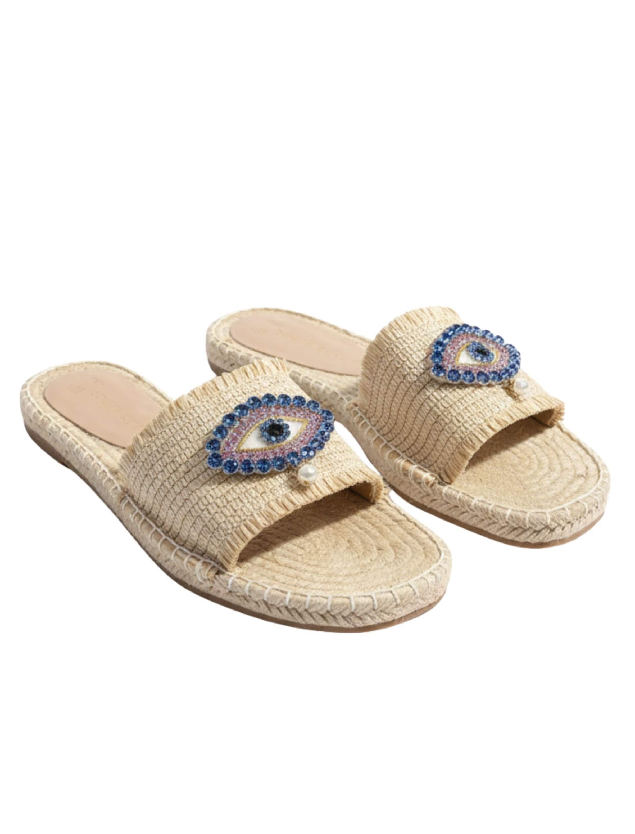 Mule 'Evil Eye' South Beach en beige