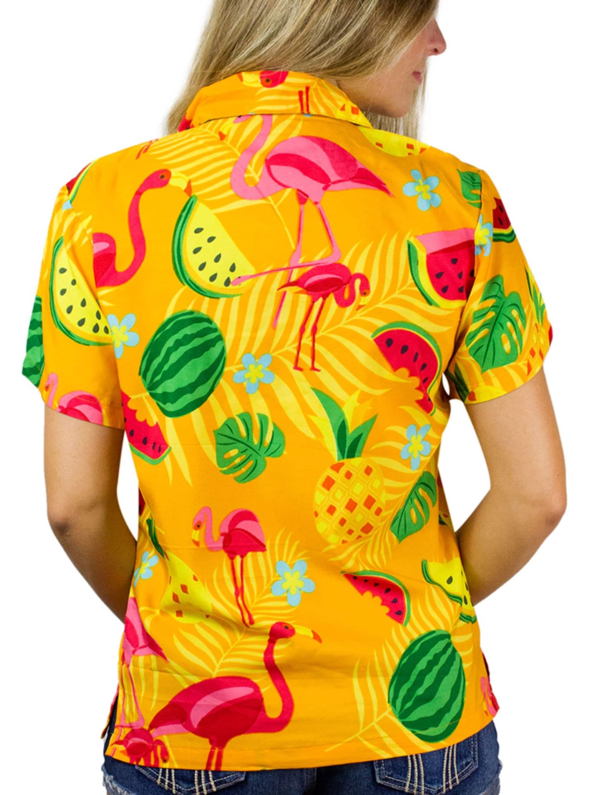 King Kameha Bluse 'Flamingo Melone'‌ in Gelb