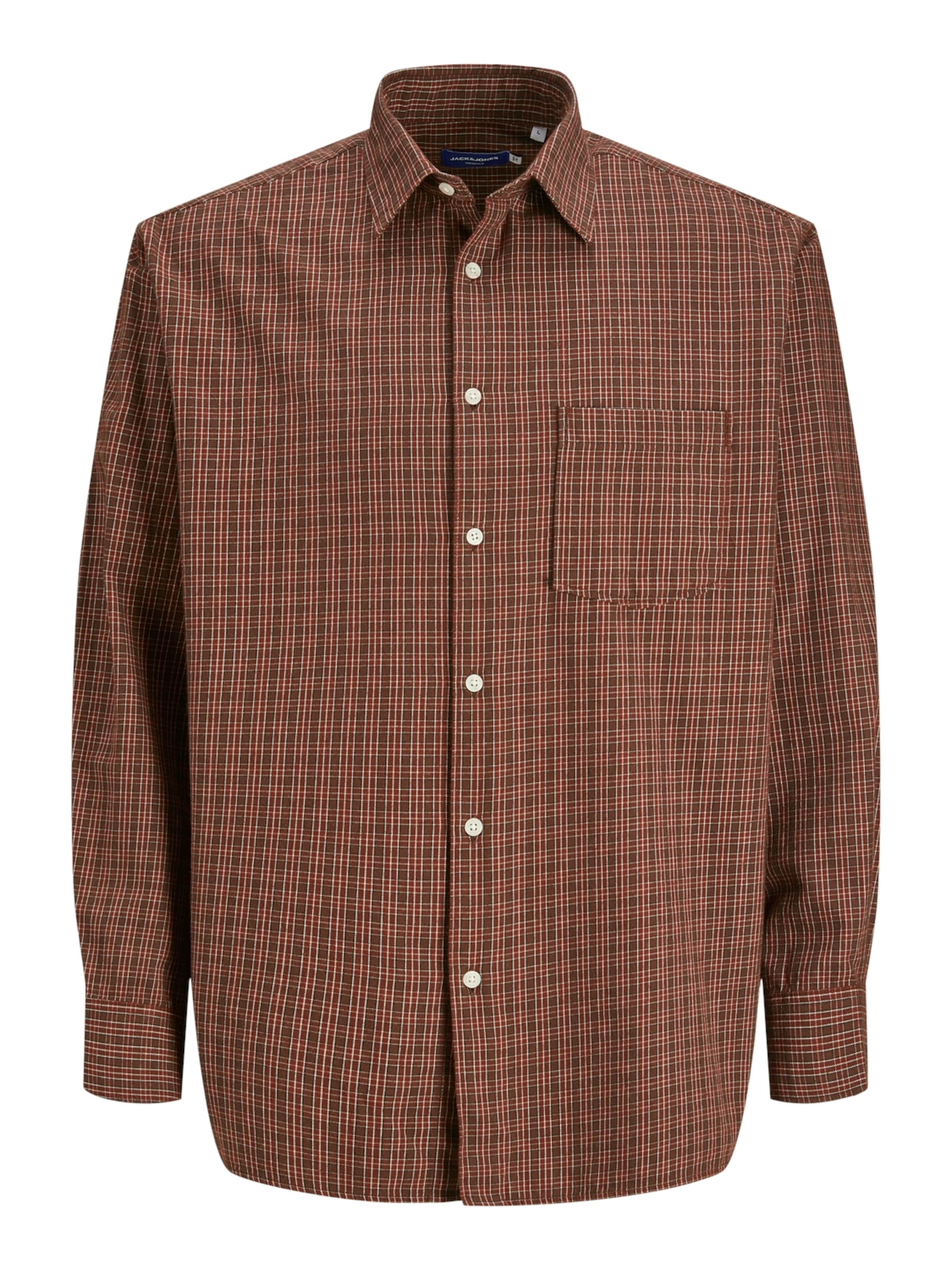 JACK & JONES Button Up Shirt 'JORROBB' in Brown: front